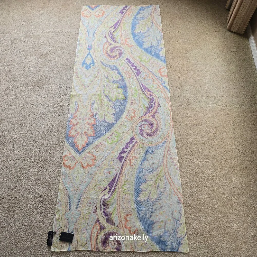 NWT Brooks Brothers Linen & Silk Oblong Scarf Lightweight Pastel